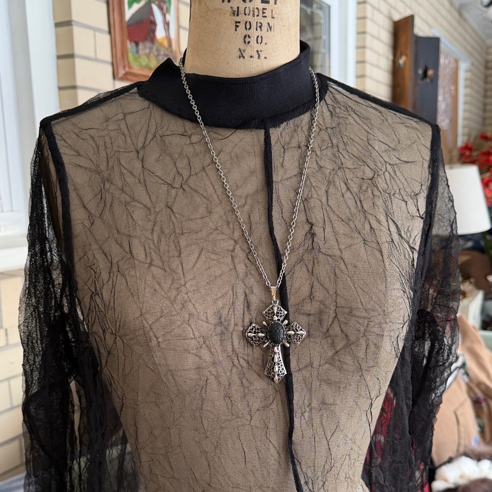 Zara long sleeve black seethrough dress